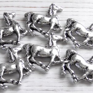 Six 2 Hole Slider Beads 2 Hole Spacer Beads Antiqued Silver Tone Horse, Running Horse, Trotting Horse Equestrian Beads, Ranch Beads