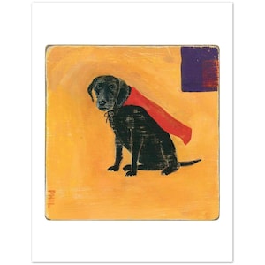 Trusty Sidekick - Chien noir en cape rouge - Lot de 10 cartes de voeux personnalisées