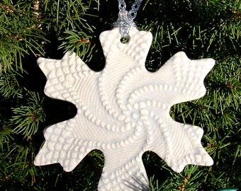 Ceramic Christmas Snowflake Keepsake Snowflake Ornament - Snowflake Swirl