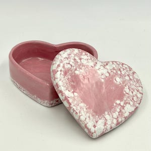 Lidded Heart Trinket Box, Pink Ceramic Jewelry Box