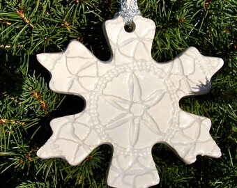 Ceramic Christmas Keepsake Ornament - Star Snowflake