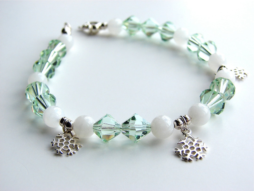 Snowflake Charm Bracelet Swarovski Crystals and Sterling Silver
