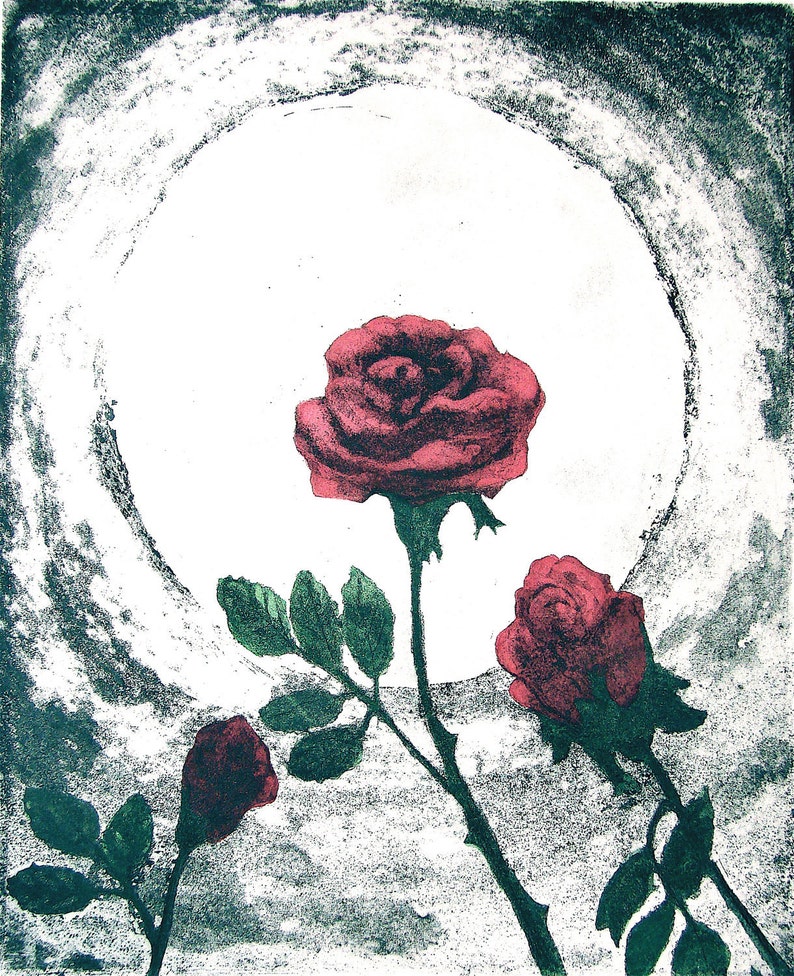 Romantic Roses Moonlight and Roses Original Hand Painted Etsy
