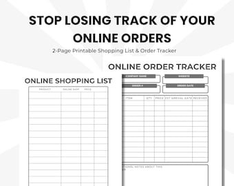 Online Order Tracker Printable | Package Delivery Tracker | Shopping Budget Planner | Order Log PDF | Digital Download Organizer