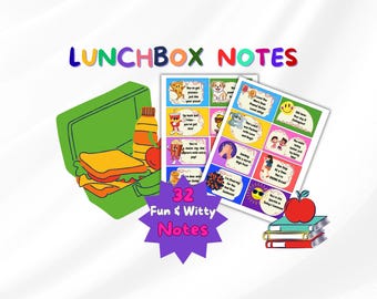 Notas para la lonchera infantil / 32 tarjetas de afirmaciones positivas / Notas de ánimo para niños / Imprimibles para la lonchera de regreso a clases