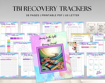 TBI Recovery Therapy Journal | Printable Daily Rehab Tracker for Brain Injury Patients | Mood Log, Goals, Prompts -Progress Pages