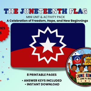 Juneteenth Flag Learning Pack | Freedom Day Printable | Black History Activities | Homeschool Resource | Grades 2-5 PDF