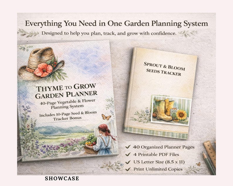 Raised Garden Bed & Grow Bag Planner Printable – Vegetable Journal and Harvest Tracker | BONUS Seed and Bloom Log image 1