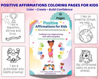 Positive Affirmations Coloring Pages for Kids | Self Love, Confidence & Positive Mindset Activities | Inspirational Quotes | Printable PDF