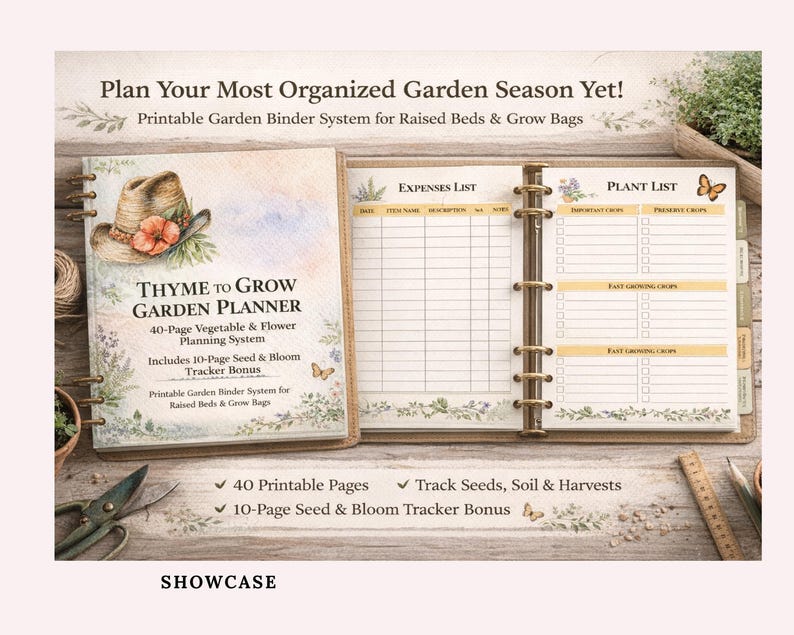 Raised Garden Bed & Grow Bag Planner Printable – Vegetable Journal and Harvest Tracker | BONUS Seed and Bloom Log image 3