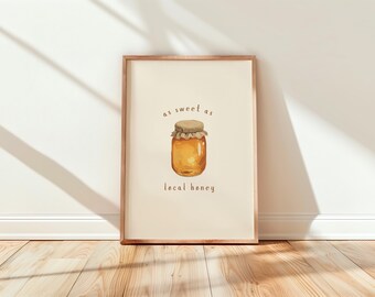 Local Honey Country Nursery Wall Art Print,  Rustic Farmhouse Baby Nursery Decor, Honey Bee Nursery Art