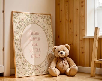 Arte de pared para habitación de niñas, diseño floral vintage suave, estilo cottagecore, arte vintage para habitación de niñas.