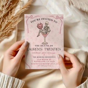 Death to Her 20s Birthday Invitation, 30th Birthday Invite, Girly Coquette Funeral for My Youth, RIP 20s Party