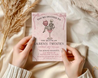 Death to Her 20s Birthday Invitation, 30th Birthday Invite, Girly Coquette Funeral for My Youth, RIP 20s Party