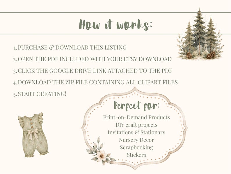 Boho Woodland Animal Baby Shower Clipart Bundle, Watercolor Forest Animals PNG, Green Baby Shower Clipart, Commercial Use image 3