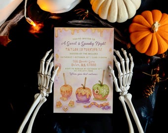 Kids Halloween Birthday Invitation, Pastel Halloween Candy Birthday Party Invite, Kids Costume Halloween Party