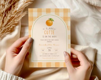 A Little Cutie Baby Shower Invitation, Gender Neutral Baby Shower Invite, Orange Citrus Theme, Little Cutie Baby Shower