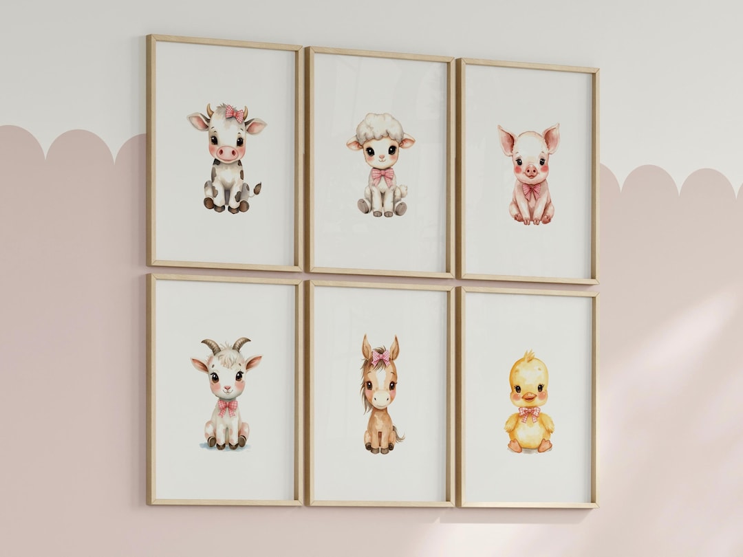 Farm Animal Nursery Gallery Wall Art Set, Farm Animal Prints for Baby ...