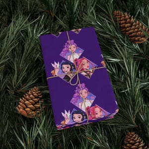 Kpop Demon Hunters Wrapping Paper | Purple Anime Gift Wrap, K-Pop Aesthetic Present Paper, Demon Slayer Inspired, Bold Illustrated Gift Wrap image 16