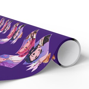 Kpop Demon Hunters Wrapping Paper | Purple Anime Gift Wrap, K-Pop Aesthetic Present Paper, Demon Slayer Inspired, Bold Illustrated Gift Wrap image 13