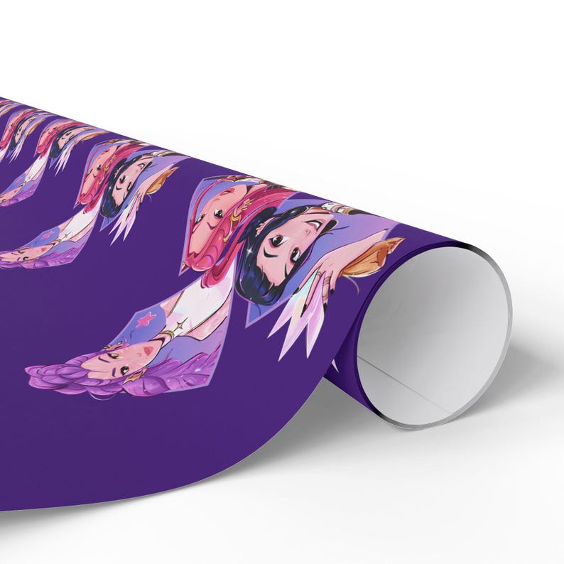 Kpop Demon Hunters Wrapping Paper | Purple Anime Gift Wrap, K-Pop Aesthetic Present Paper, Demon Slayer Inspired, Bold Illustrated Gift Wrap image 8