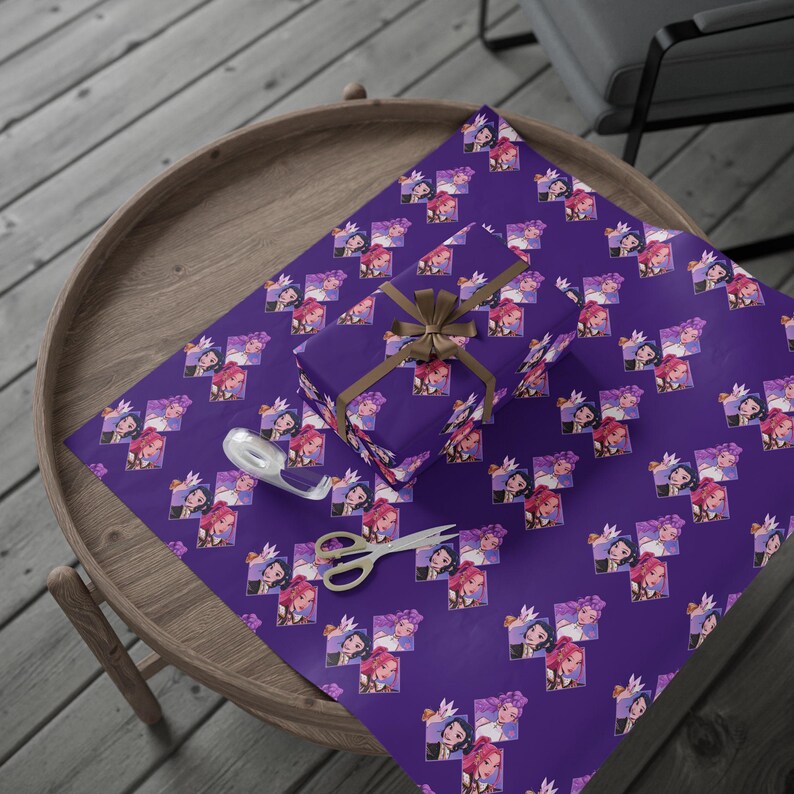 Kpop Demon Hunters Wrapping Paper | Purple Anime Gift Wrap, K-Pop Aesthetic Present Paper, Demon Slayer Inspired, Bold Illustrated Gift Wrap image 9