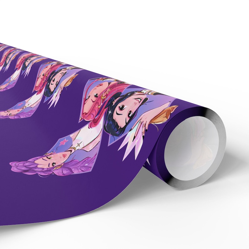 Kpop Demon Hunters Wrapping Paper | Purple Anime Gift Wrap, K-Pop Aesthetic Present Paper, Demon Slayer Inspired, Bold Illustrated Gift Wrap image 2