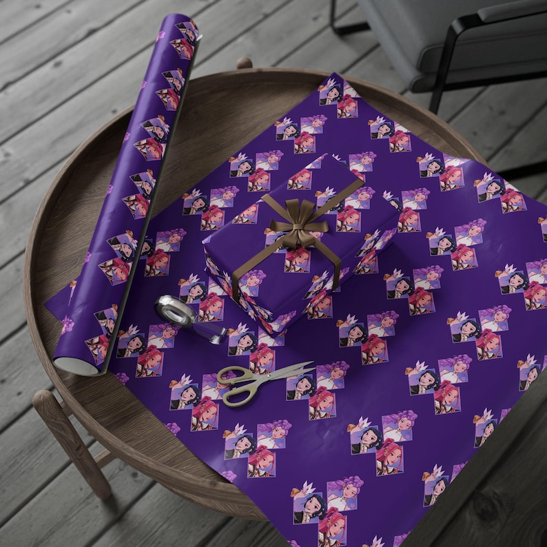 Kpop Demon Hunters Wrapping Paper | Purple Anime Gift Wrap, K-Pop Aesthetic Present Paper, Demon Slayer Inspired, Bold Illustrated Gift Wrap image 5