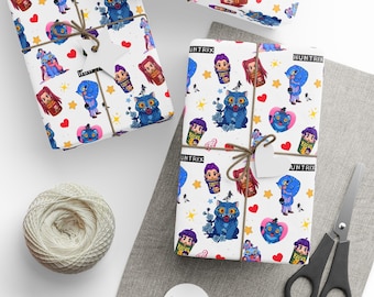 Papel de regalo de Kpop Demon Hunter / Papel de regalo de anime / Papel de regalo kawaii otaku / Hoja de regalo inspirada en ídolos / Lindo regalo de cumpleaños para fans