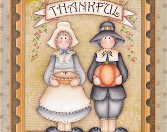 Thankful Pilgrims Wooden Canvas Painting E-Pattern