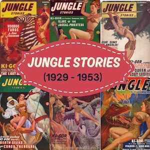 Jungle Stories | 15 issue Pulp Magazine |  Adventure book | Vintage Fiction PDF | Retro Jungle Action | Classic Download| Collectible Series