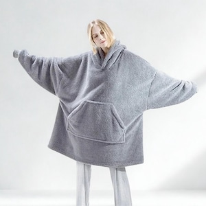 Felpa con cappuccio oversize in pile da donna, felpa in sherpa, felpa con cappuccio in morbida coperta, comodo abbigliamento da casa, calda e comoda felpa con cappuccio invernale