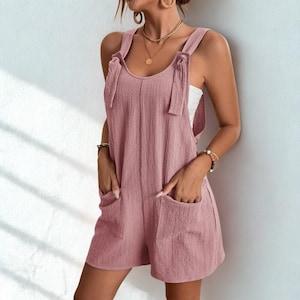 Women Minimalist Jumpsuit For Summer - Casual Sleeveless Dress -Adjustable Strap Outfit - Ladies Beachwear Playsuit - Aesthetic Loungewear