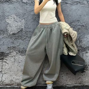 Women Oversized Baggy Trouser - Streetwear Wide Leg Lounge Pants - Comfy Summer Joggers Pants - Chic Travel Wear Bottoms - High Waist Pants
