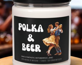 Oktoberfest Candle "Polka & Beer" - Bavarian Beer Scent, Festival Decor, German Party Favor