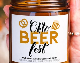 Oktobeerfest Candle | Oktoberfest Beer Lover Present | German Beer Festival Decor | Fall Man Cave Gift