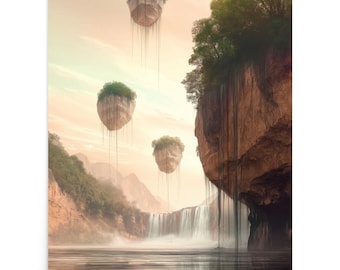 Floating Islands Poster – Dreamy Fantasy Landscape Print