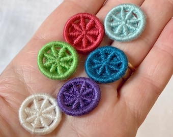 Handmade traditional english Dorset buttons, small bright coloured 18mm thread stitched buttons or embellishments, english craftsmanship