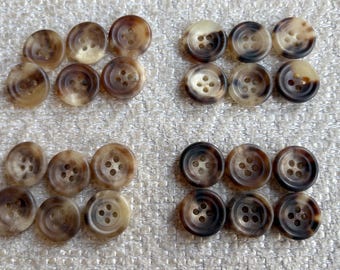 15mm Genuine Horn Buttons: Natural Mottled Sewing Supplies A-3