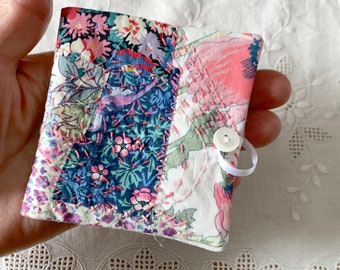 Hand embroidered needle book, sashiko stitched Liberty patchwork pin and needle holder, craft keepsake stitchers gift, charity sale