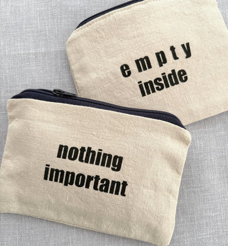 Nothing R Pouch Bags Witty Zip Pouches : Nothing or Empty Multipurpose Screen Printed Purse ...