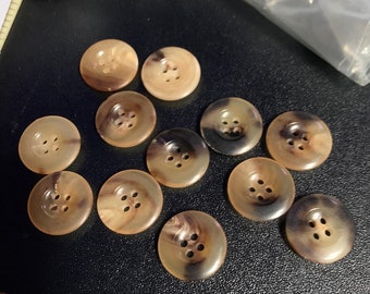 CUSTOM ORDER Set of 7 19mm real horn buttons, polished natural tailoring buttons cream brown mixed tones genuine natural material markings,