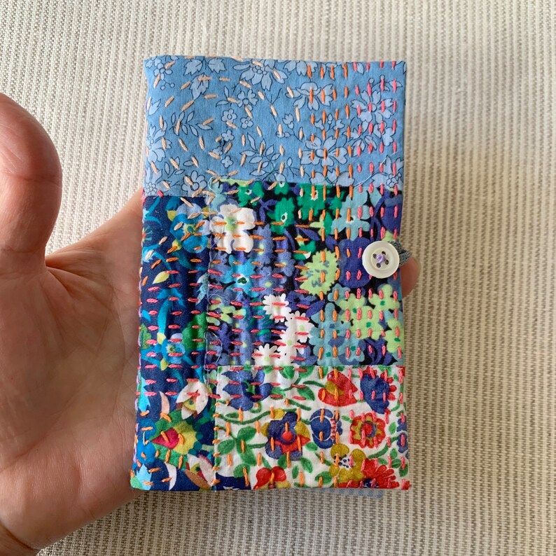 Hand Embroidered Needle Book Sashiko Stitched Liberty Patchwork Pin and ...