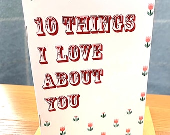 Handmade '10 Things I Love About You' Fill-In Notebook Card