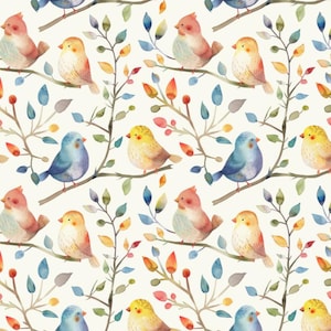 Niedlicher Aquarell Vogel Print Baumwollstoff-Weiche 100% Baumwolle für Kinderkleidung-Schöne Vogel Designs - 145 "breit - Verkauft durch 1/2 Yard