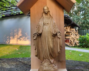 大きな手彫りの木製聖母マリア像 – 11インチの民芸品 - Etsy 日本