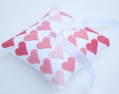 Wedding Ring Bearer Pillow Felt Pink Coral Hearts Valentines