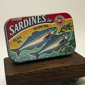Sardinas artísticas / pequeño organizador artístico / caja con bisagra, organizador de bolsillo recargable para viajes