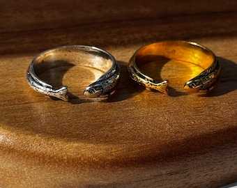Vintage stylish Adjustable fish rings (gold & silver)