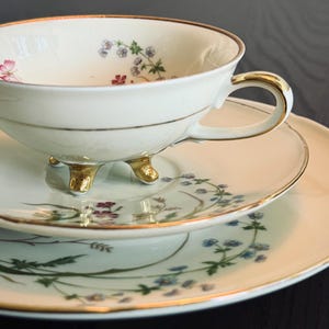 Elegant Winterling Röslau Coffee Set – 3-Piece – Footed Cup with Floral Design & Gold Rim – Vintage Porcelain from Bavaria